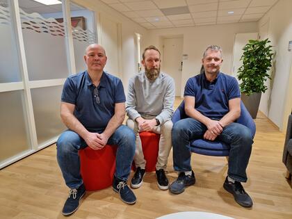 Fra høyre: Mattias Nilsson, Thomas Alstedt Jacaobsen og Jan Moldal 